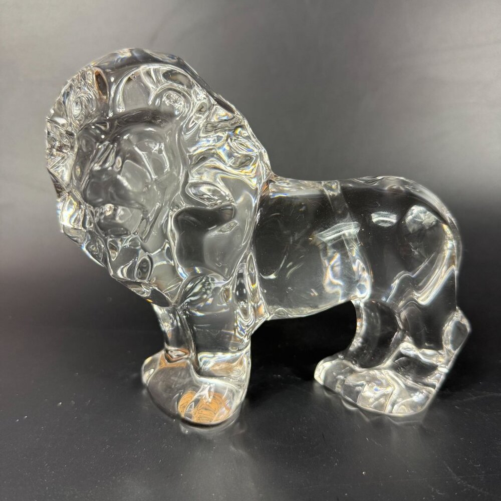 Vintage Val St Lambert De Sores Crystal Lion Figurine Belgium